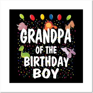 Grandpa Of The Birthday Boy Dino Theme Boys B-day Party design Posters and Art